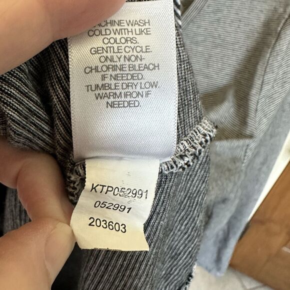 Pure Jill Top Womens Large Asymmetric Black Gray Stripe Tunic Cotton Pullover - Picture 5 of 8